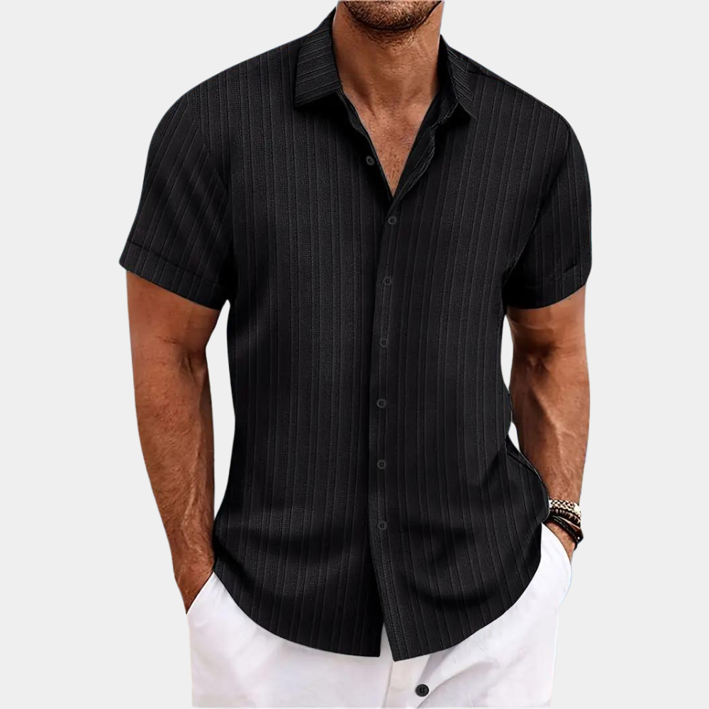Wit Autry zomer overhemd voor heren met korte mouwen, comfortabel en stijlvol voor casual en formele gelegenheden.