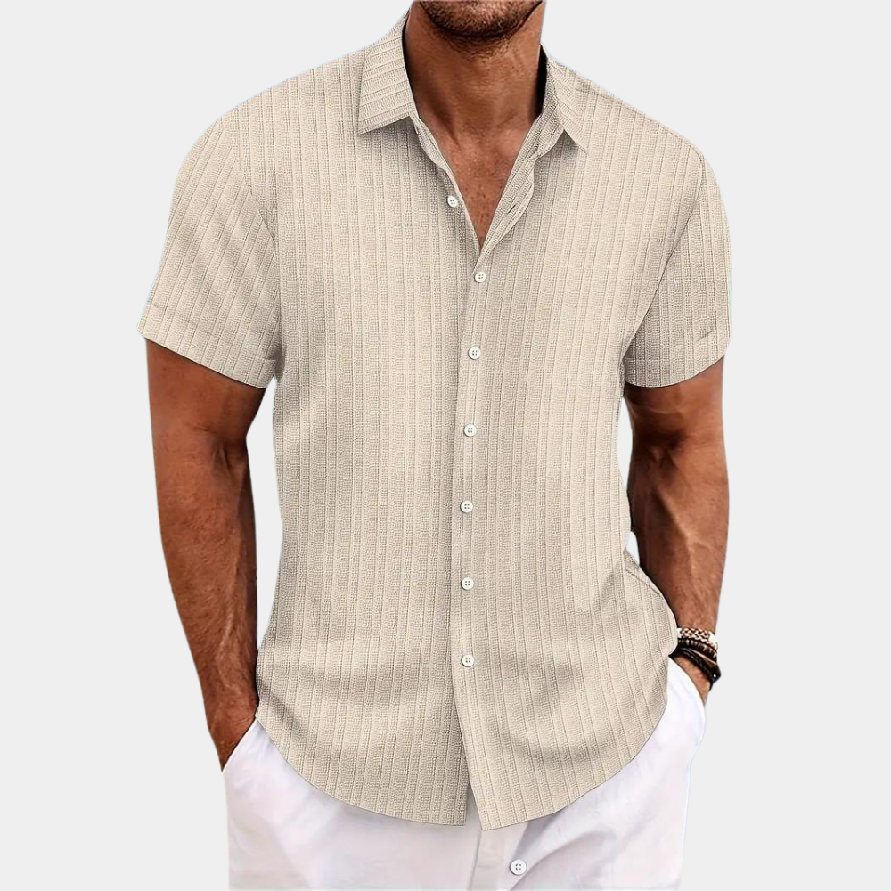 Wit Autry zomer overhemd voor heren met korte mouwen, comfortabel en stijlvol voor casual en formele gelegenheden.
