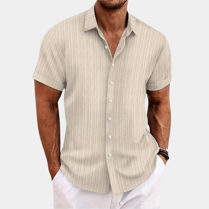 Wit Autry zomer overhemd voor heren met korte mouwen, comfortabel en stijlvol voor casual en formele gelegenheden.