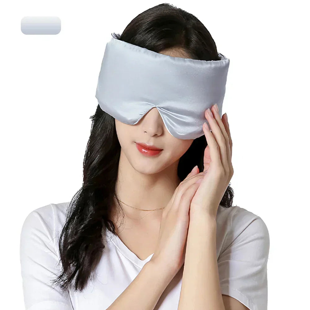 "Zacht mulberry zijde slaapmasker, luxe comfort, blokkeert licht effectief, verstelbare band, ideaal voor vrouwen."
