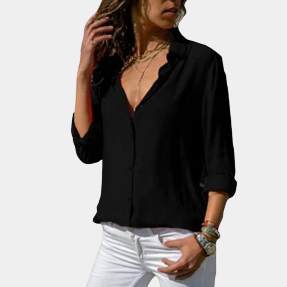 "Zomers gele damesblouse, comfortabel en elegant, gemaakt van ademend katoen, geschikt voor diverse gelegenheden."