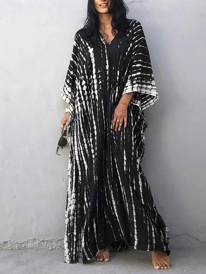 "Zomerse Janne kaftan maxi jurk voor dames, elegant design met exotische flair, ideaal voor zonnige dagen."