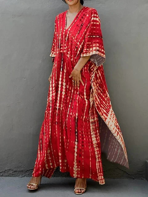 "Zomerse Janne kaftan maxi jurk voor dames, elegant design met exotische flair, ideaal voor zonnige dagen."