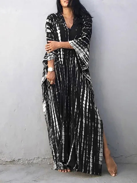 "Zomerse Janne kaftan maxi jurk voor dames, elegant design met exotische flair, ideaal voor zonnige dagen."