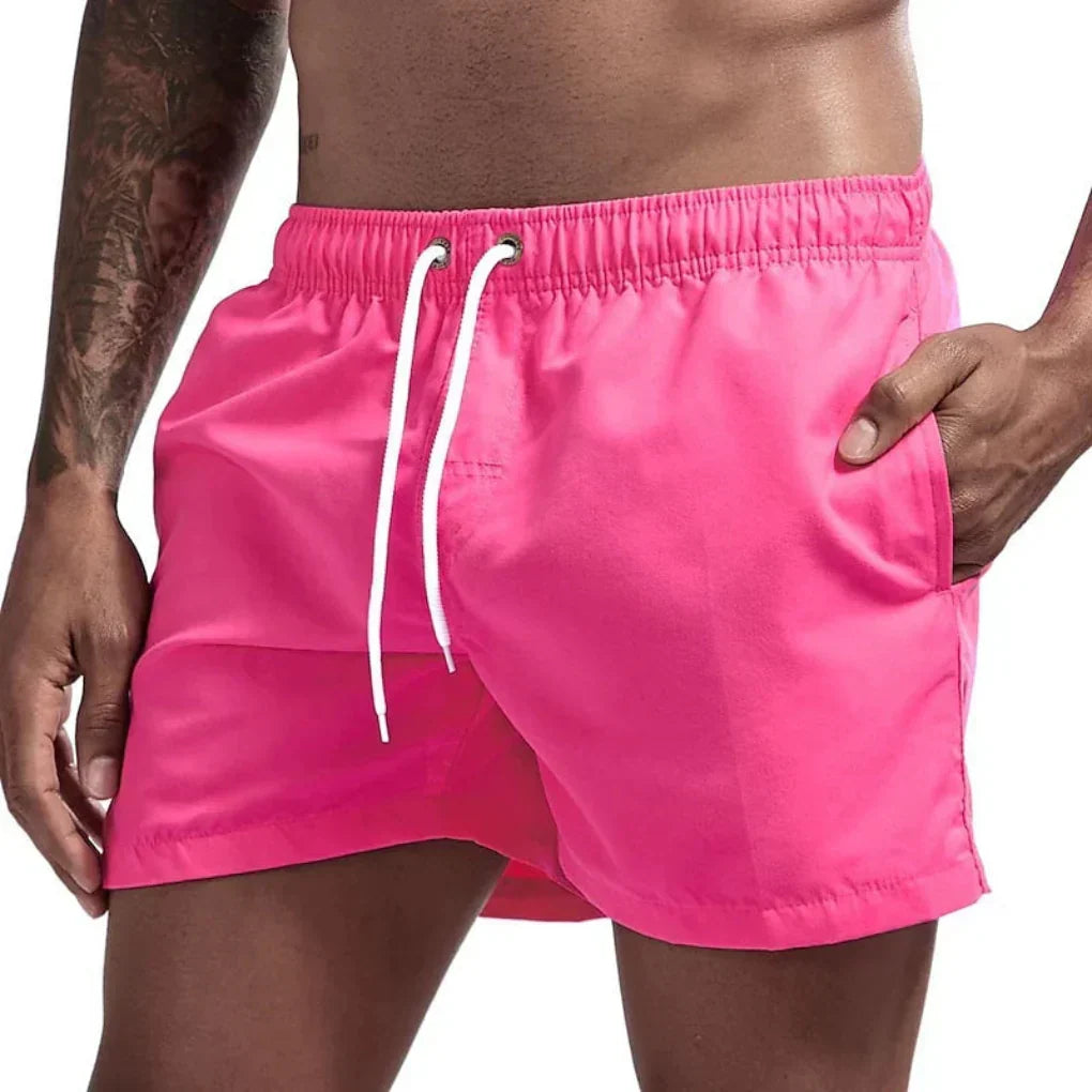 Blauwe heren sneldrogende zwemshorts, veelzijdige badkleding voor mannen voor elke zomerse activiteit.