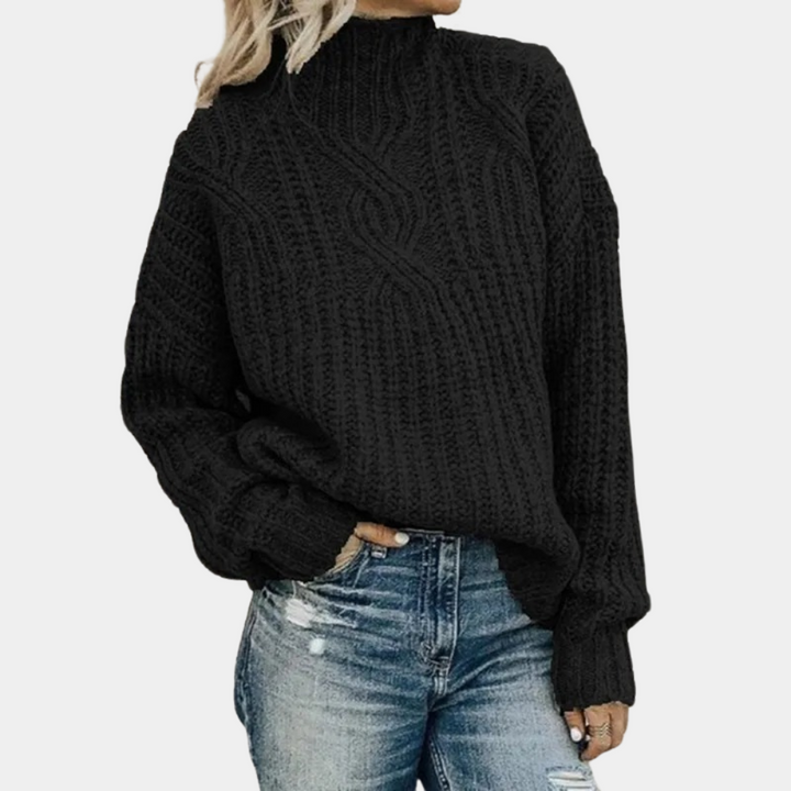 "Zwart zacht gebreide damestrui, elegante klassieke stijl voor comfort, ideaal voor alle seizoenen, veelzijdige kleuren."