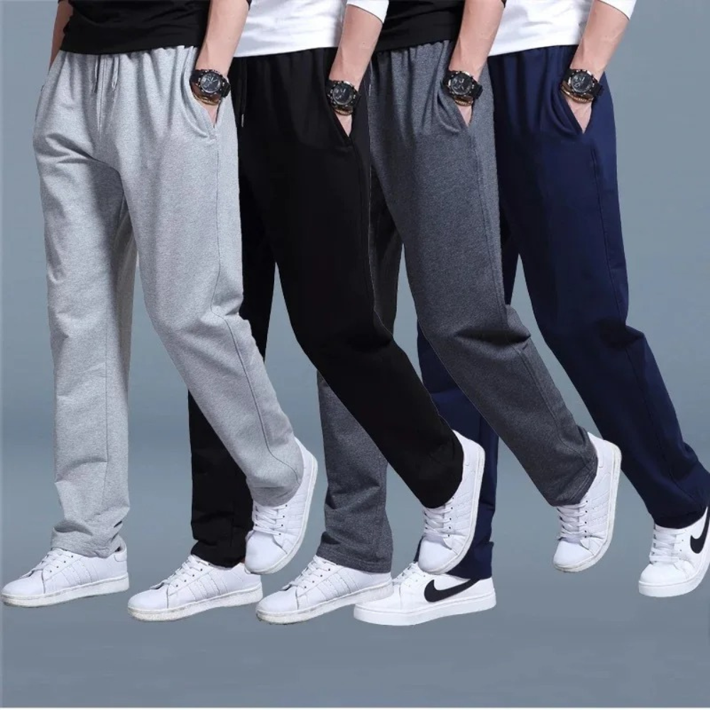 "Zwarte, donkerblauwe, donkergrijze en lichtgrijze joggingbroek voor heren, comfortabel met elastische taille en trekkoord"