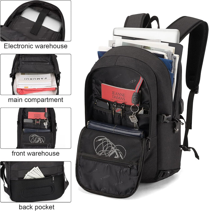 Grijze unisex dagrugzak (30-50L) met handige anti-diefstal functies en comfortabele banden.