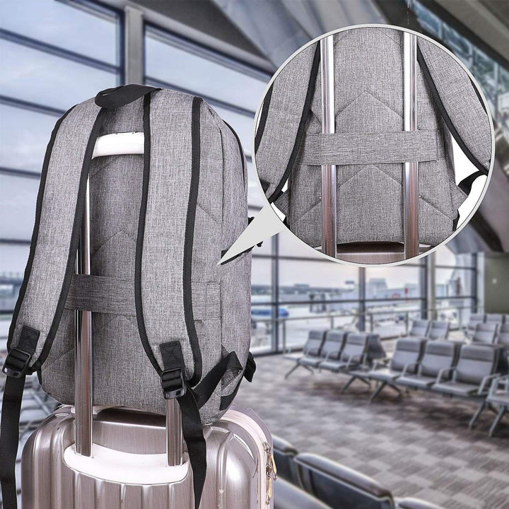 Grijze anti-diefstal rugzak, met USB-poort, ruim voor al je benodigdheden, 30-50L capaciteit.