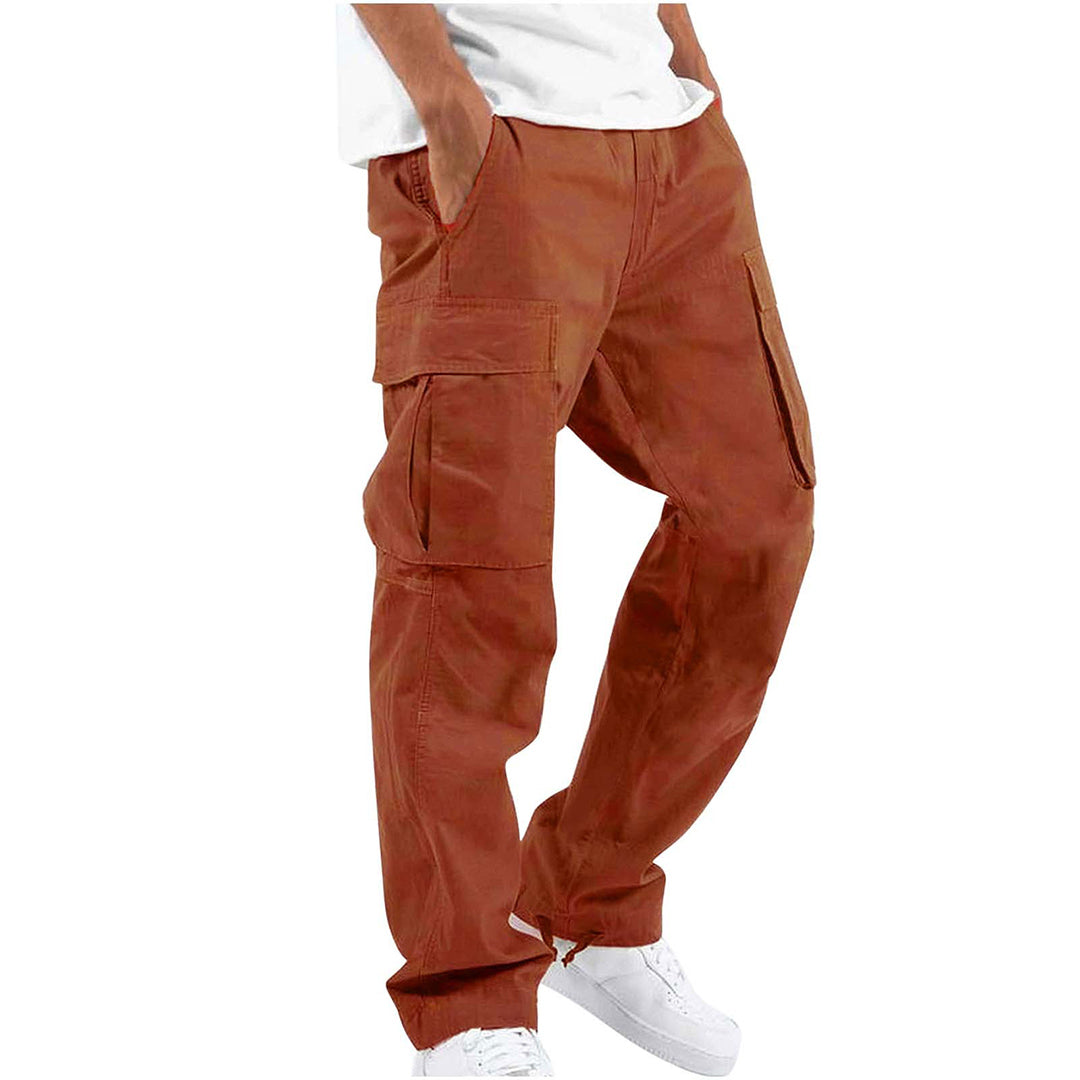 Grijze heren cargobroek voor een casual outfit, met elastische taille en comfortabele pasvorm.