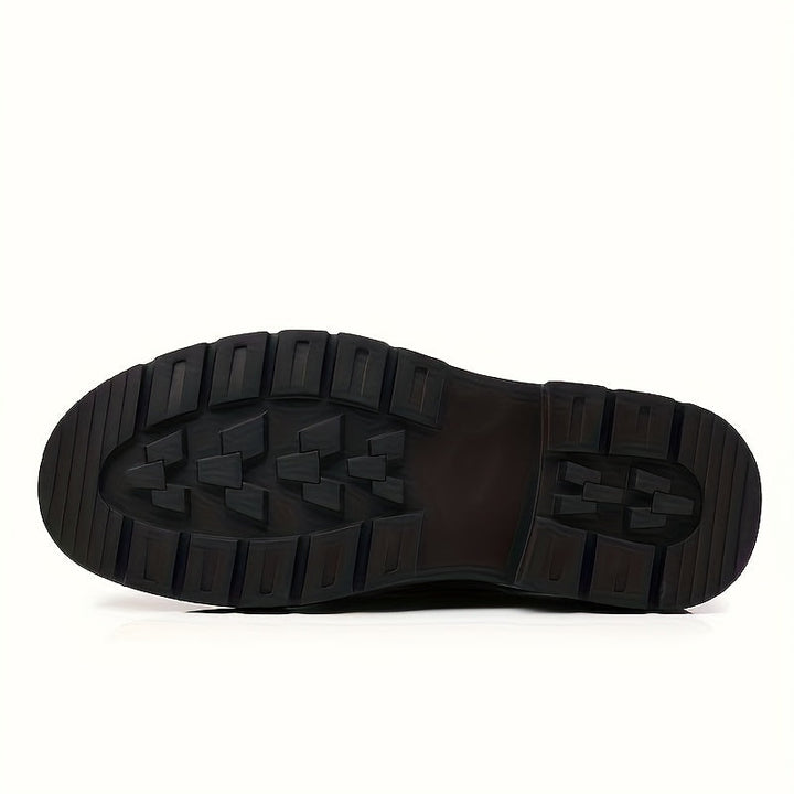 "Zwarte heren leren schoenen, formele stijl met ronde neus en Italiaanse look, voor zowel zakelijke als sociale gelegenheden.