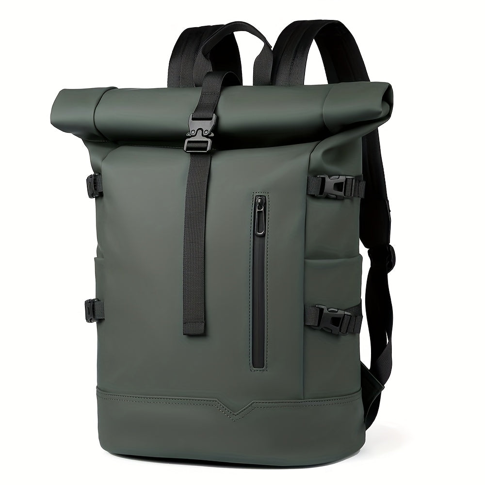 Assortiment heren rugzakken in zwart, grijs, groen, met waterdicht design en laptopvak voor dagelijks gebruik.
