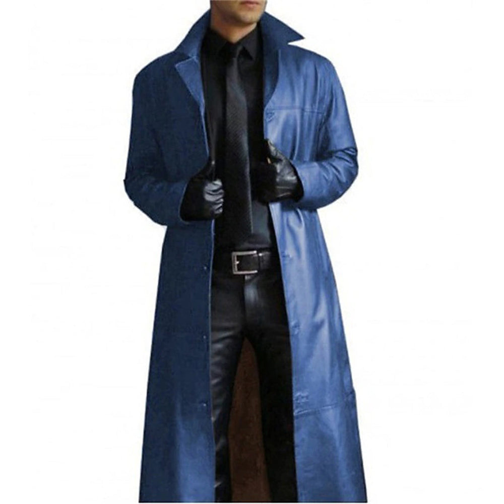 Zwarte premium leren herenjas, stijlvol en warm, geschikt voor herfst en winter, met hoogwaardige details.