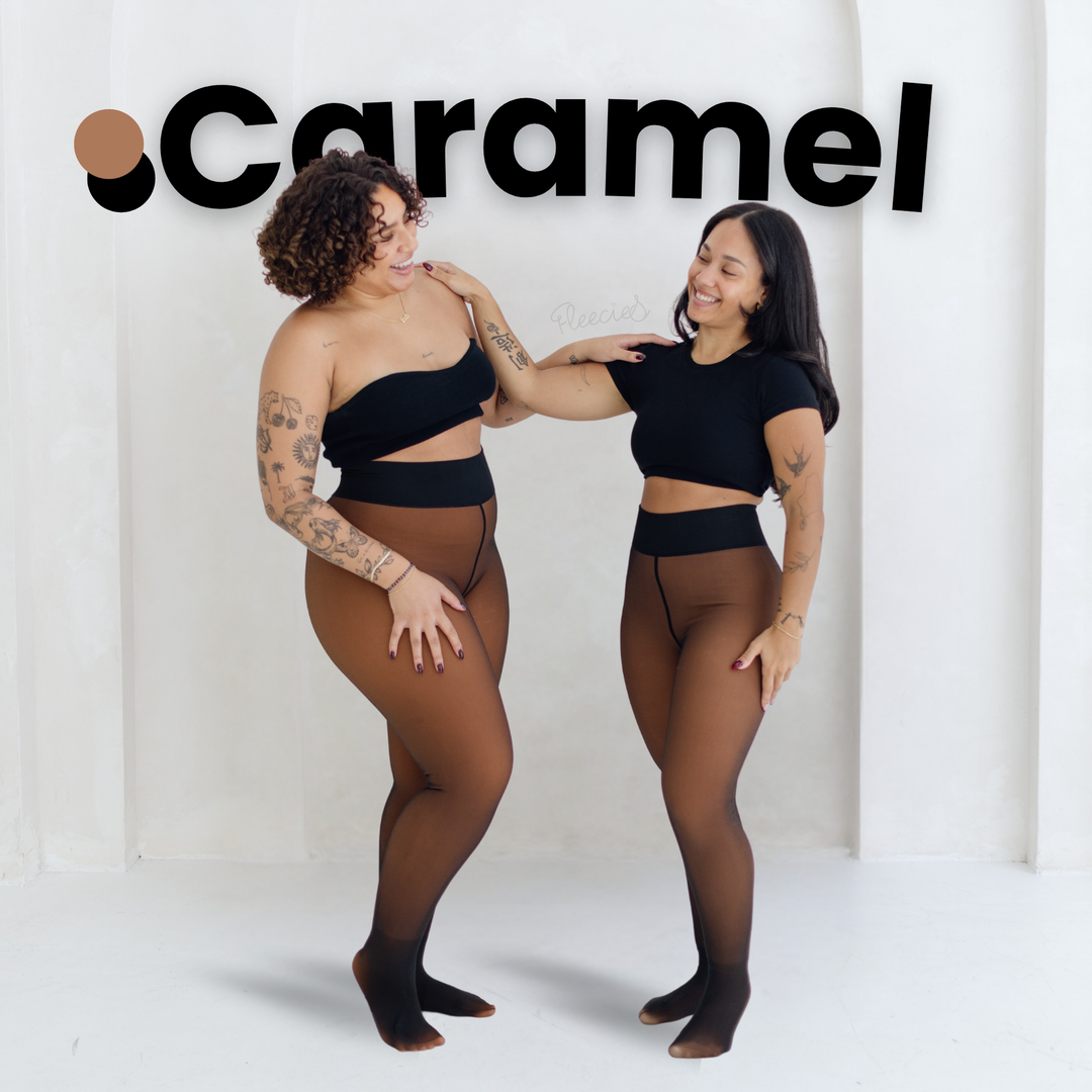 "Zwarte slimfit fleece panty met transparante look en vormend effect voor stijl en warmte in de koude maanden."