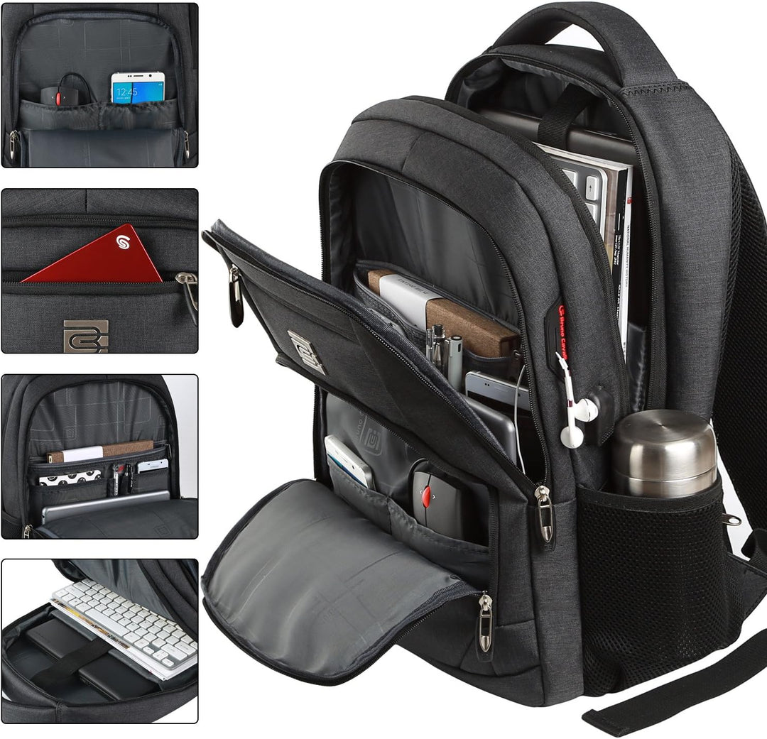 Comfortabele schouderbanden op deze anti-diefstal laptop rugzak met USB-oplaadpoort.