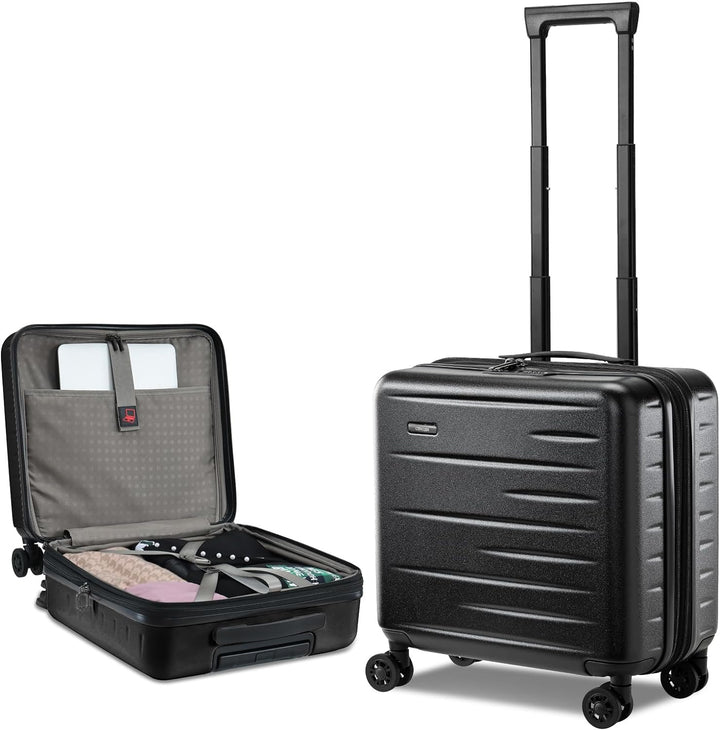 Ergonomische hardcase koffer, uitbreidbaar, met multi-directionele wielen en TSA-slot.
