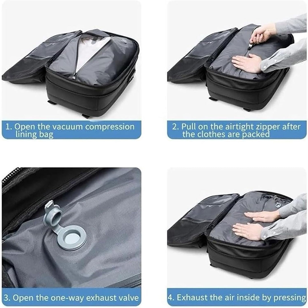Compacte compressie reisrugzak, waterafstotend en duurzaam, geschikt voor outdoor avonturen.